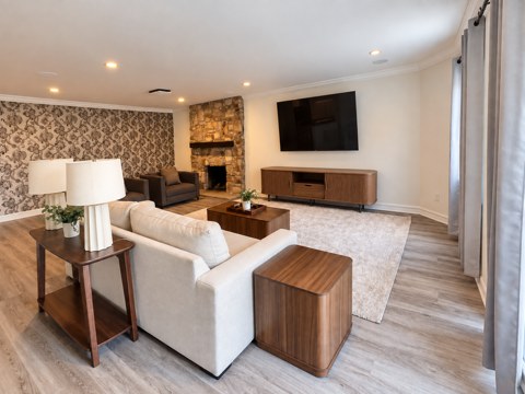 Living room at women's sober living home